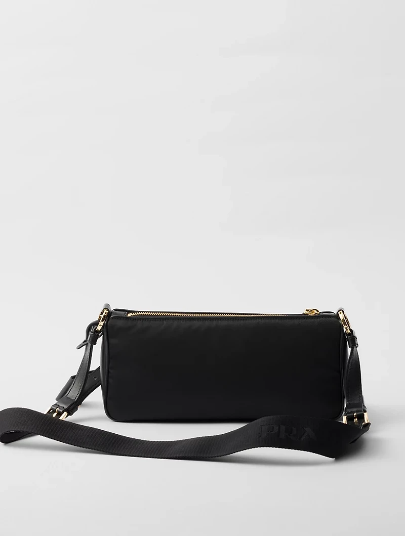 Small Re-nylon And Leather Shoulder Bag