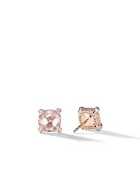 Chatelaine® Stud Earrings In 18k Rose Gold With Morganite And Pavé Diamonds