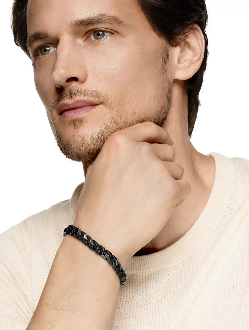 Curb Chain Angular Link Bracelet Black Titanium, 8.7mm
