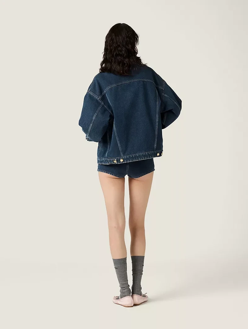 Flocked Denim And Velvet Blouson Jacket