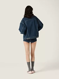 Flocked Denim And Velvet Blouson Jacket