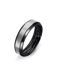 Beveled Band Ring Black Titanium With Grey Titanium, 6mm