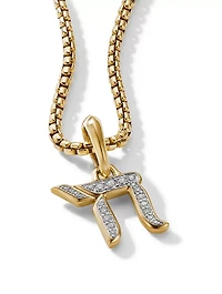 Chai Amulet In 18k Yellow Gold With Pavé Diamonds