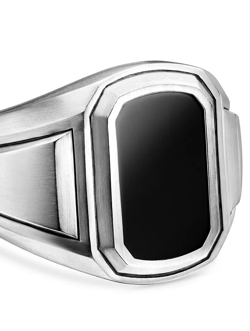 Streamline® Signet Ring Sterling Silver With Black Onyx, 18.5mm
