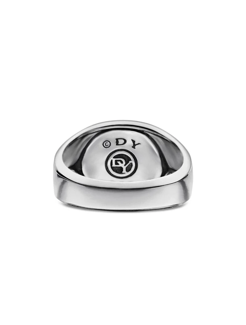 Streamline® Cushion Signet Ring Sterling Silver With Black Onyx, 14mm