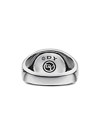 Streamline® Cushion Signet Ring Sterling Silver With Black Onyx, 14mm