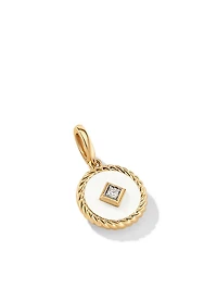 Cable Collectibles® White Enamel Charm In 18k Yellow Gold With Center Diamond