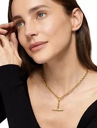 Dy Mercer® Petite Toggle Chain Necklace 18k Yellow Gold With Diamonds, 4.5mm