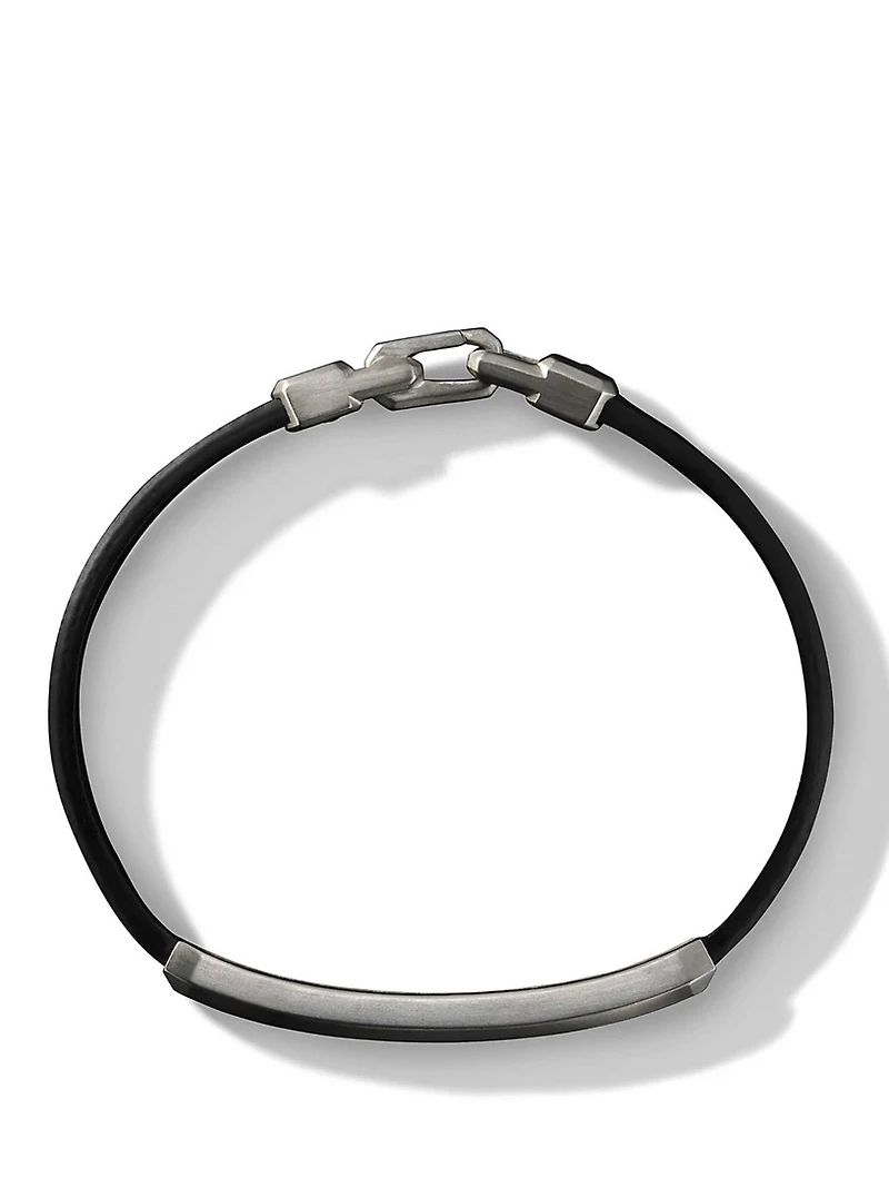 Streamline® Id Black Leather Bracelet With Pavé Diamonds