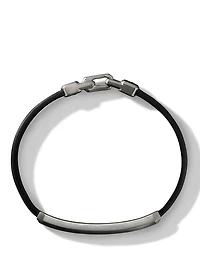 Streamline® Id Black Leather Bracelet With Pavé Diamonds