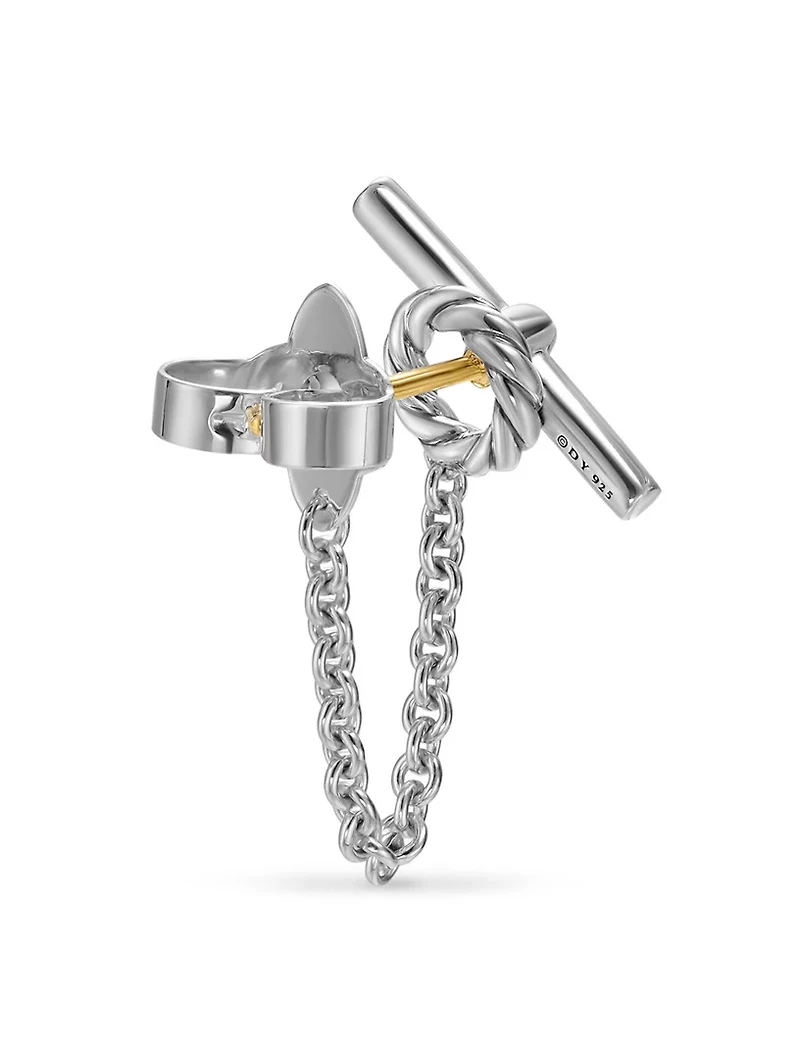 Dy Mercer® Petite Toggle Chain Stud Earrings In Sterling Silver With Diamonds, 38.2mm