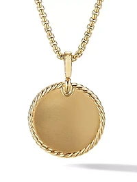 Dy Elements® Disc Pendant In 18k Yellow Gold With Pavé Diamonds