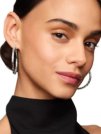 Cable Edge® Hoop Earrings In Sterling Silver, 2in
