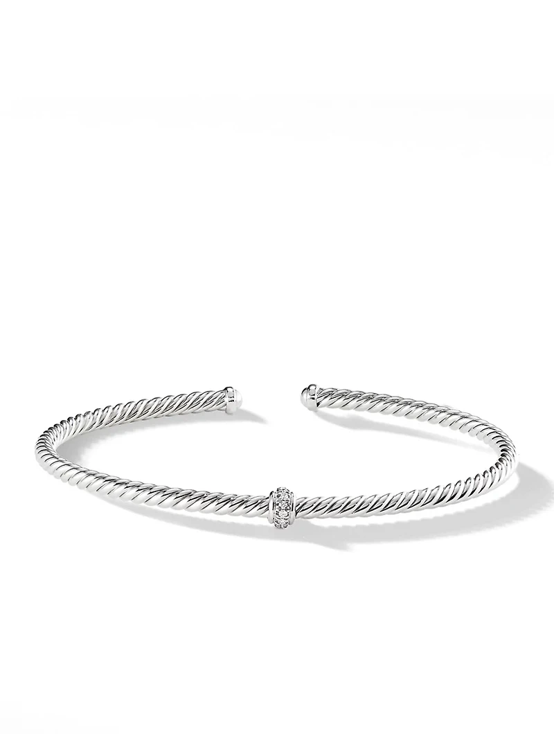 Cablespira® Station Bracelet 18k White Gold With Pavé Diamonds
