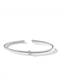 Cablespira® Station Bracelet 18k White Gold With Pavé Diamonds