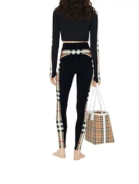 Check Trim Stretch Jersey Leggings