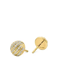 Cable Collectibles® Stud Earrings In 18k Yellow Gold With Diamonds, 8mm