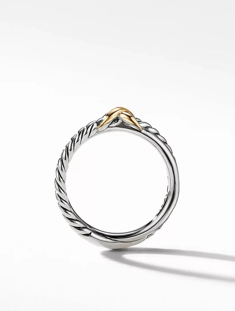 Petite X Ring Sterling Silver With 18k Yellow Gold