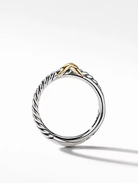 Petite X Ring Sterling Silver With 18k Yellow Gold