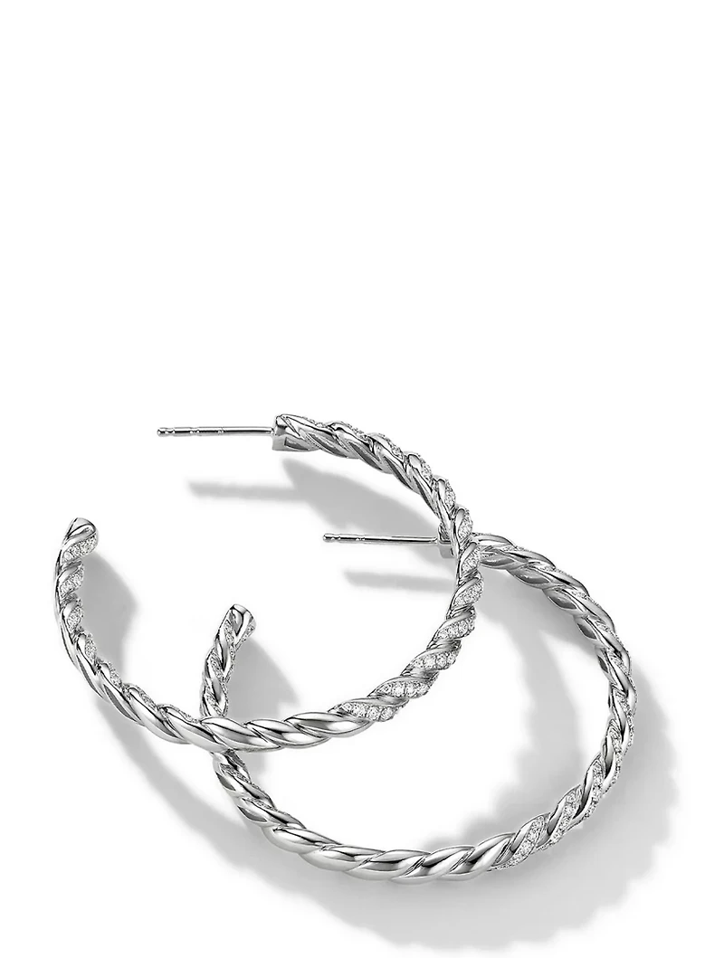 Pavéflex Hoop Earrings In 18k White Gold With Diamonds