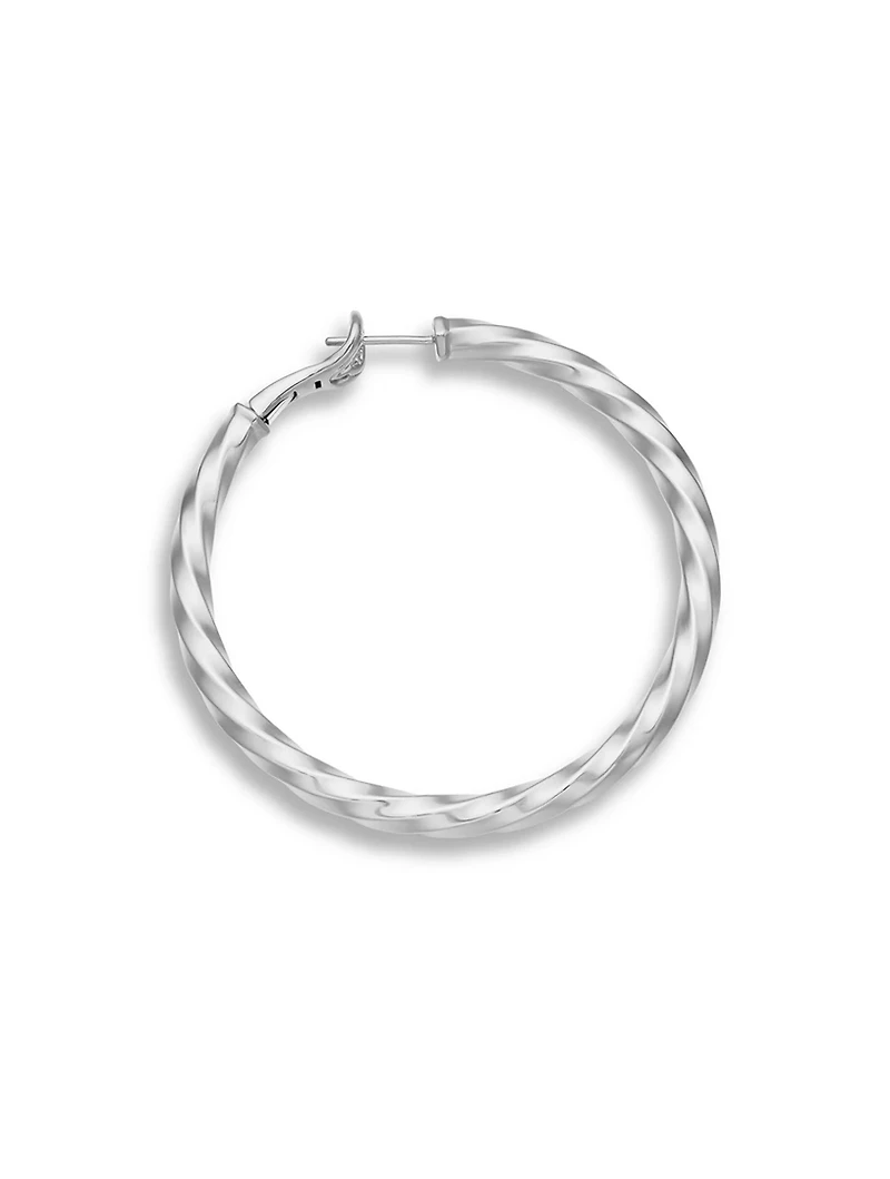 Cable Edge® Hoop Earrings In Sterling Silver, 2in
