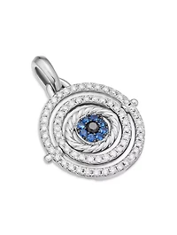 Evil Eye Mobile Amulet In 18k White Gold With Pavé Blue Sapphires And Diamonds, 20.5mm