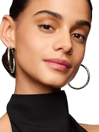 Cable Edge® Hoop Earrings In Sterling Silver, 2in