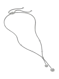 Starburst Y Necklace In Sterling Silver With Pavé Diamonds