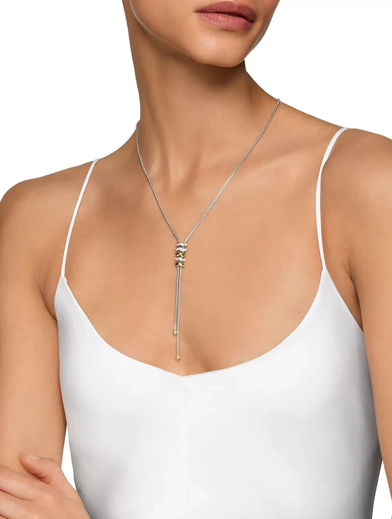 Zig Zag Stax™ Y Necklace In Sterling Silver With 18k Yellow Gold And Diamonds
