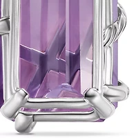Cable Wrap Amulet In Sterling Silver With Lavender Amethyst And Diamonds, 31mm
