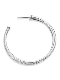 Pavé Crossover Hoop Earrings In 18k White Gold With Diamonds, 1.75in