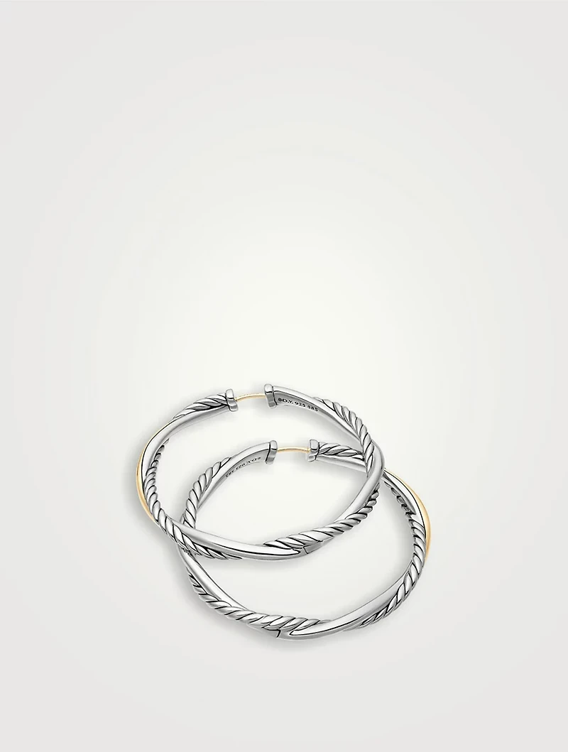Infinity Hoop Earrings In Sterling Silver With 14k Yellow Gold, 42mm