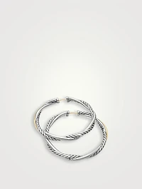 Infinity Hoop Earrings In Sterling Silver With 14k Yellow Gold, 42mm