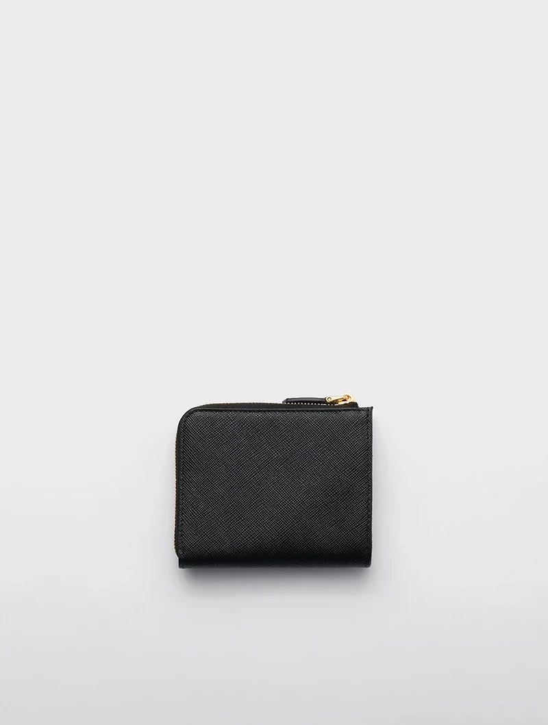 Small Saffiano Leather Zipper Wallet