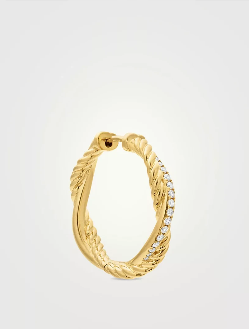 Petite Infinity Hoop Earrings In 18k Yellow Gold With Diamonds, 17.3mm