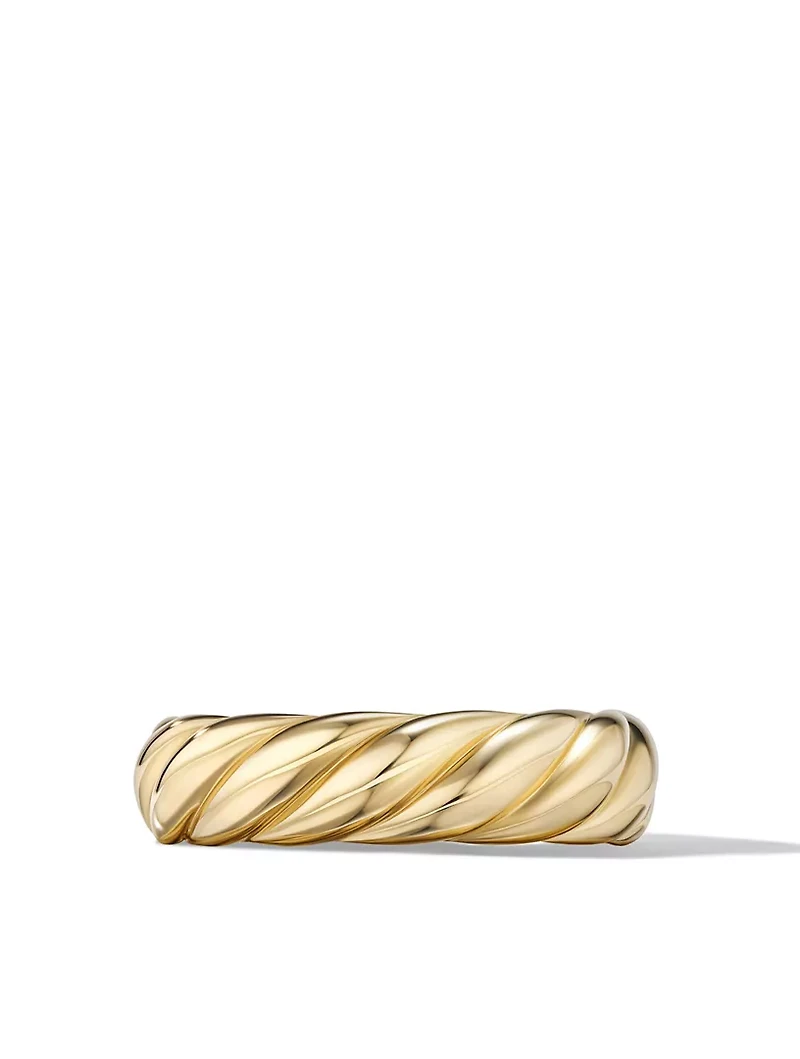 Sculpted Cable Band Ring 18k Yellow Gold, 6mm