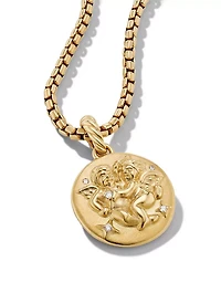 Gemini Amulet In 18k Yellow Gold With Diamonds