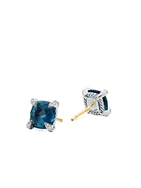 Chatelaine® Stud Earrings In Sterling Silver With Hampton Blue Topaz And Diamonds, 9mm