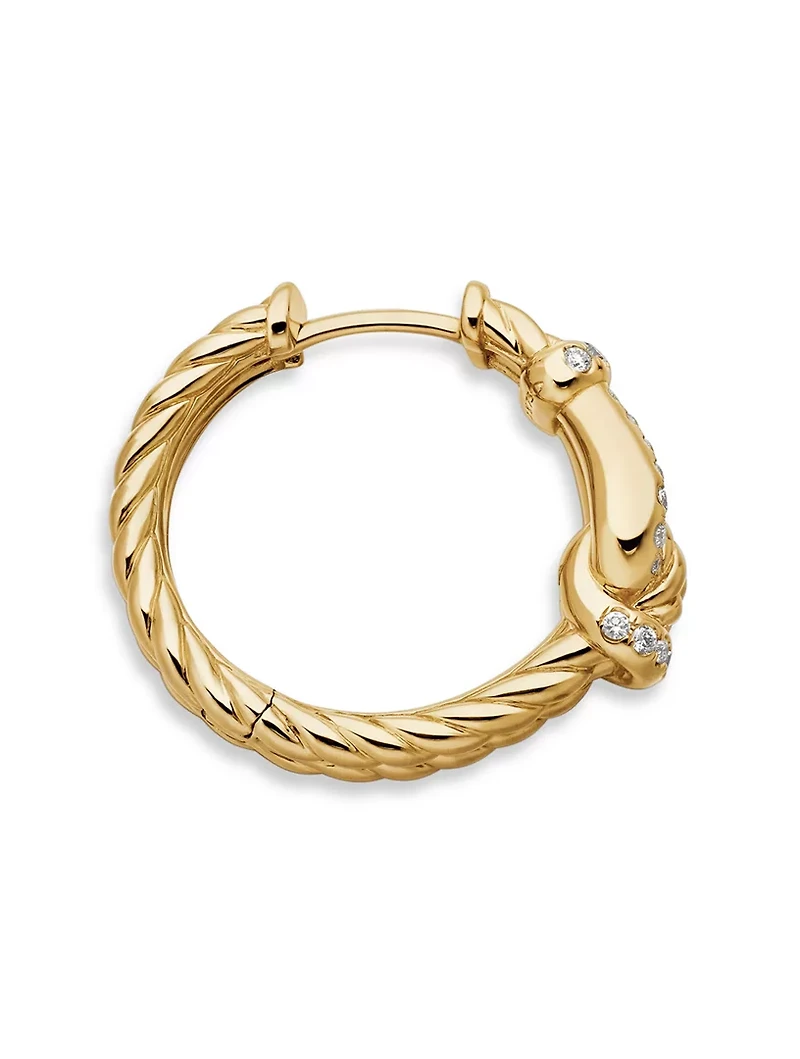 Thoroughbred Loop Hoop Earrings In 18k Yellow Gold With Diamonds, 19mm