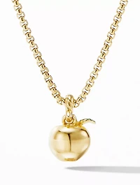 Nyc Big Apple Amulet  In 18k Yellow Gold With Pavé Tsavorites
