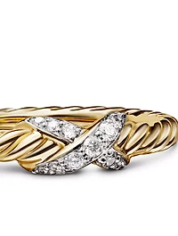 Petite X Ring 18k Yellow Gold With Diamonds, 2.2mm