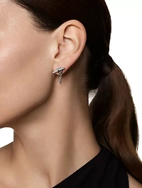 Dy Mercer® Petite Toggle Chain Stud Earrings In Sterling Silver With Diamonds, 38.2mm