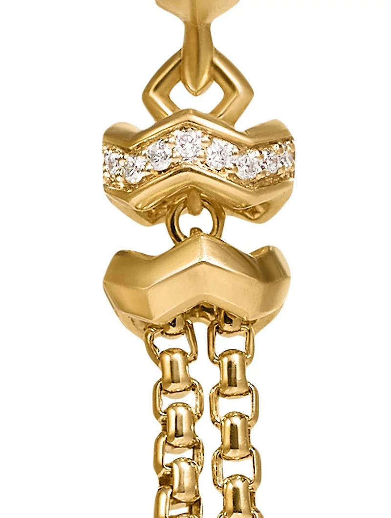 Zig Zag Stax™ Chain Drop Earrings In 18k Yellow Gold With Diamonds, 66mm