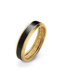 Beveled Band Ring 18k Yellow Gold With Black Titanium, 6mm