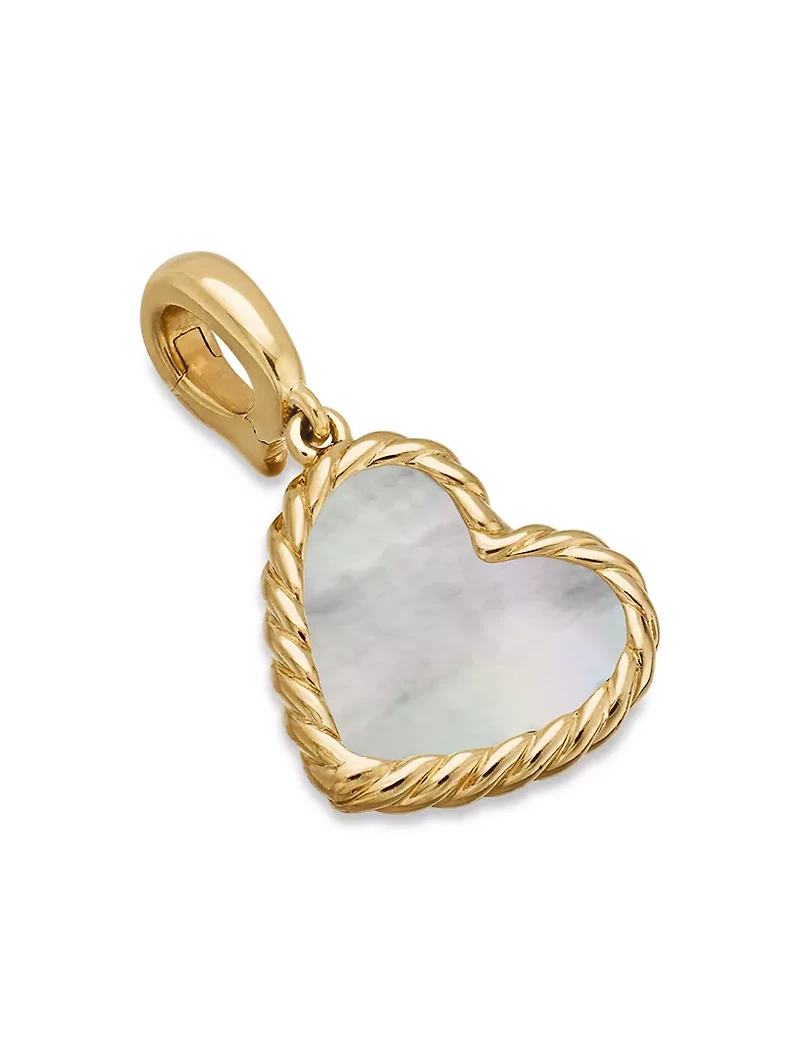 Dy Elements® Heart Amulet In 18k Yellow Gold With Mother Of Pearl