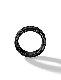 Streamline® Two Row Band Ring Black Titanium With Pavé Diamonds
