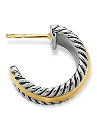 Cable Collectibles® Huggie Hoop Earrings In Sterling Silver With 14k Yellow Gold, 15.6mm