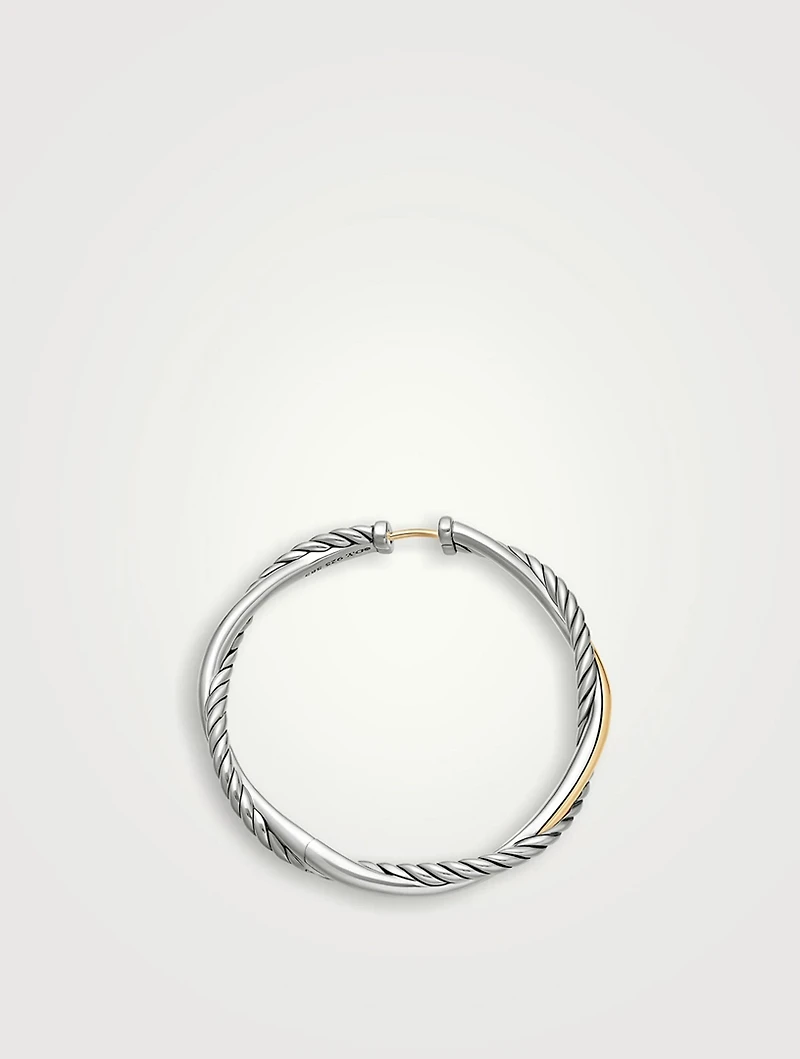 Infinity Hoop Earrings In Sterling Silver With 14k Yellow Gold, 42mm