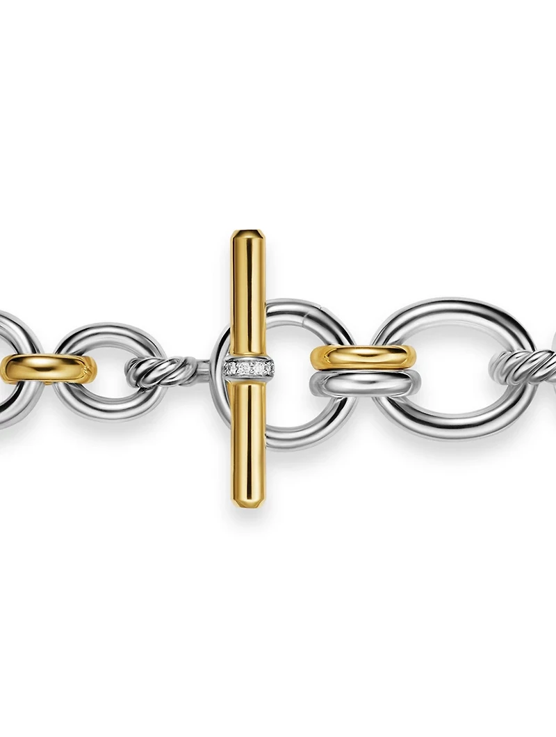Dy Mercer® Chain Bracelet Sterling Silver With 18k Yellow Gold And Diamonds, 8mm