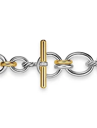 Dy Mercer® Chain Bracelet Sterling Silver With 18k Yellow Gold And Diamonds, 8mm